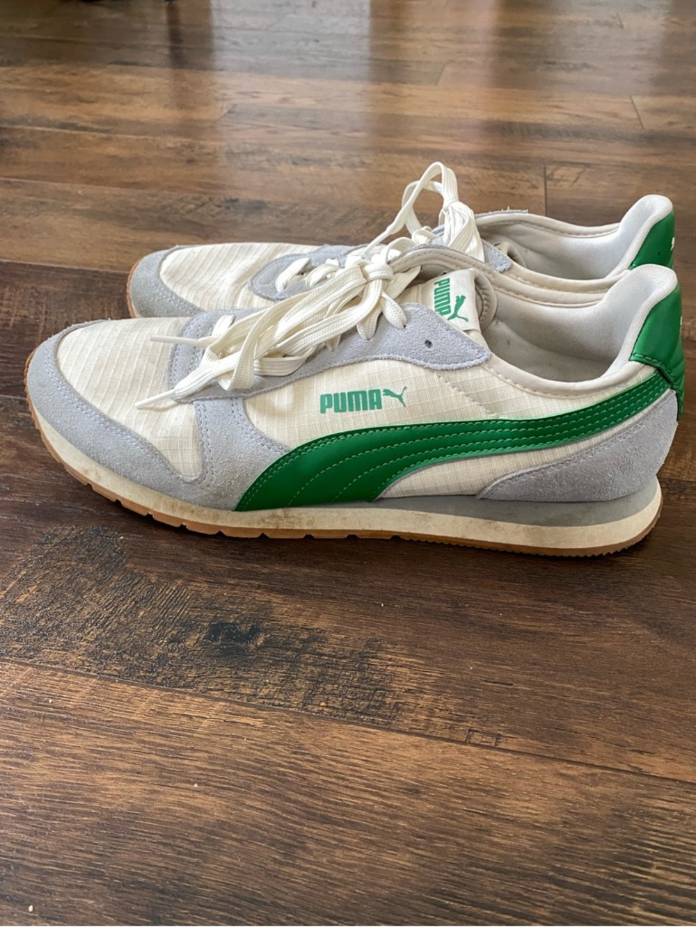 Puma Classic Sneakers in White, Green & Light Gray